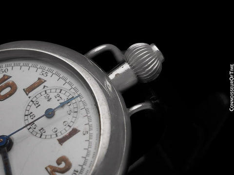 1910's Heuer Vintage Large Mens Sporting / Aviator's Single Button Chronograph - Sterling Silver