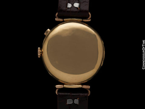 c. 1919 Eberhard Vintage Extra-Large Mens Sporting / Aviator's Single Button Chronograph - 18K Gold