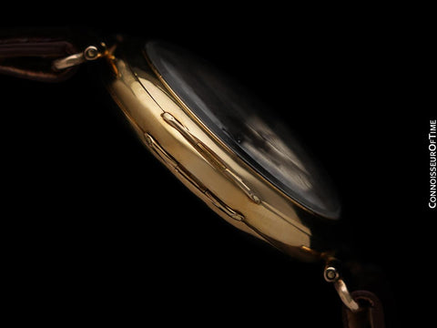 c. 1919 Eberhard Vintage Extra-Large Mens Sporting / Aviator's Single Button Chronograph - 18K Gold