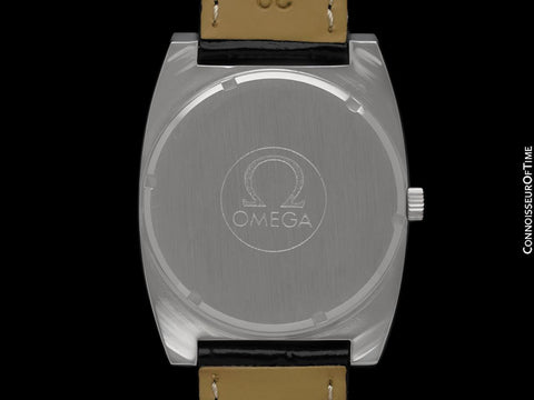 1974 Omega Geneve Vintage Mens TV Shaped Watch with Porsche Red Vignette Dial - Stainless Steel