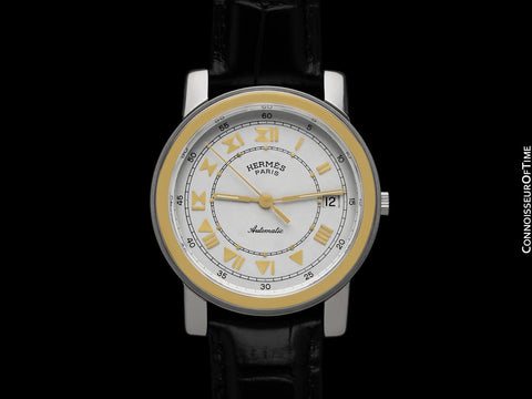 Hermes Carrick Mens Full Size Automatic Watch - Stainless Steel & 18K Gold