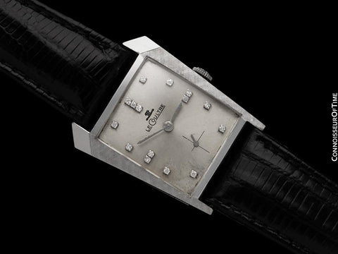 1971 Jaeger-LeCoultre Vintage Mens Asymmetrical Watch - 14K White Gold & Diamonds