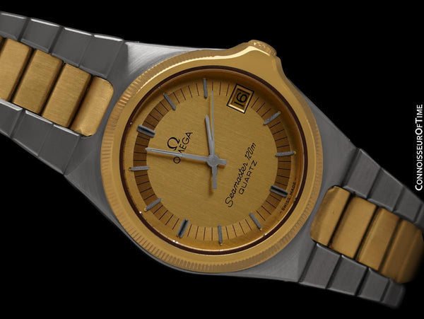 1980 Omega Seamaster 120M Vintage Full Size Mens Quartz Watch, Date - Stainless Steel & 18K Gold Plated