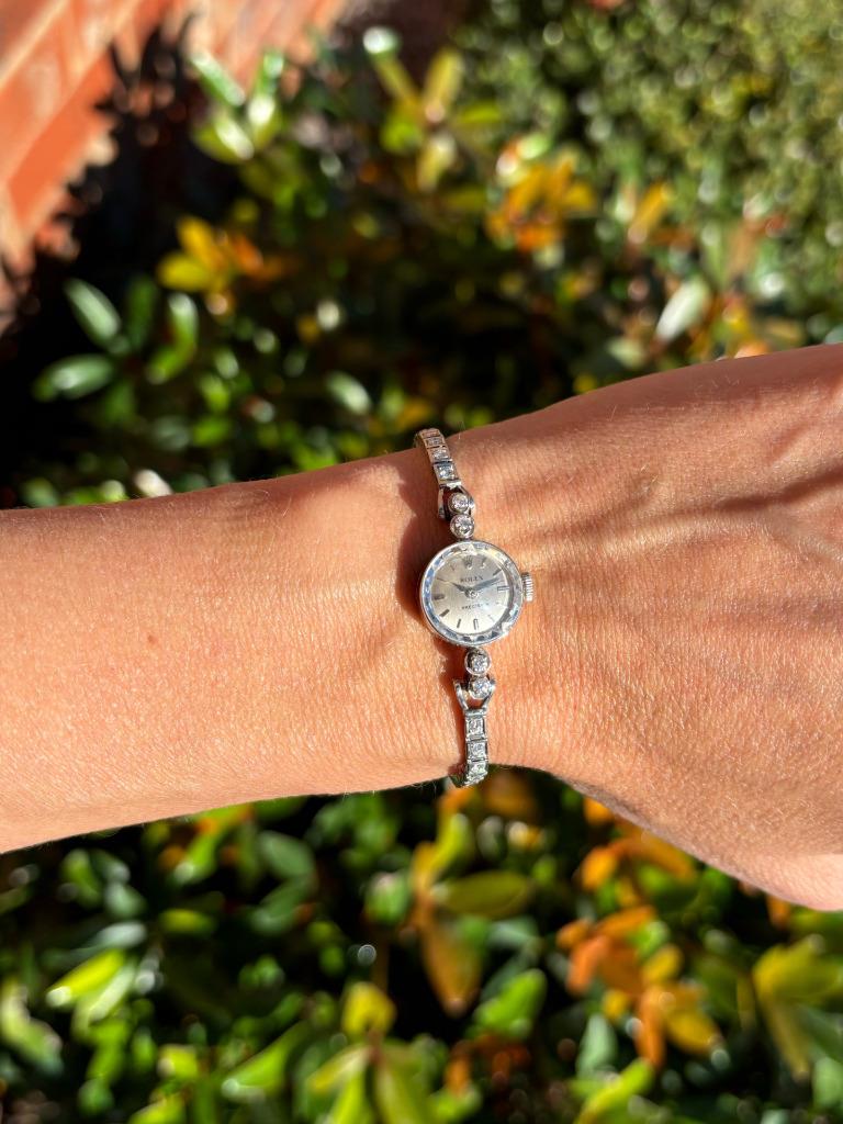 1960's Rolex Ladies Dress Watch with Bracelet - 14K White Gold & Diamonds 1960's Rolex Ladies Dress Watch with Bracelet - 14K White Gold & Diamonds