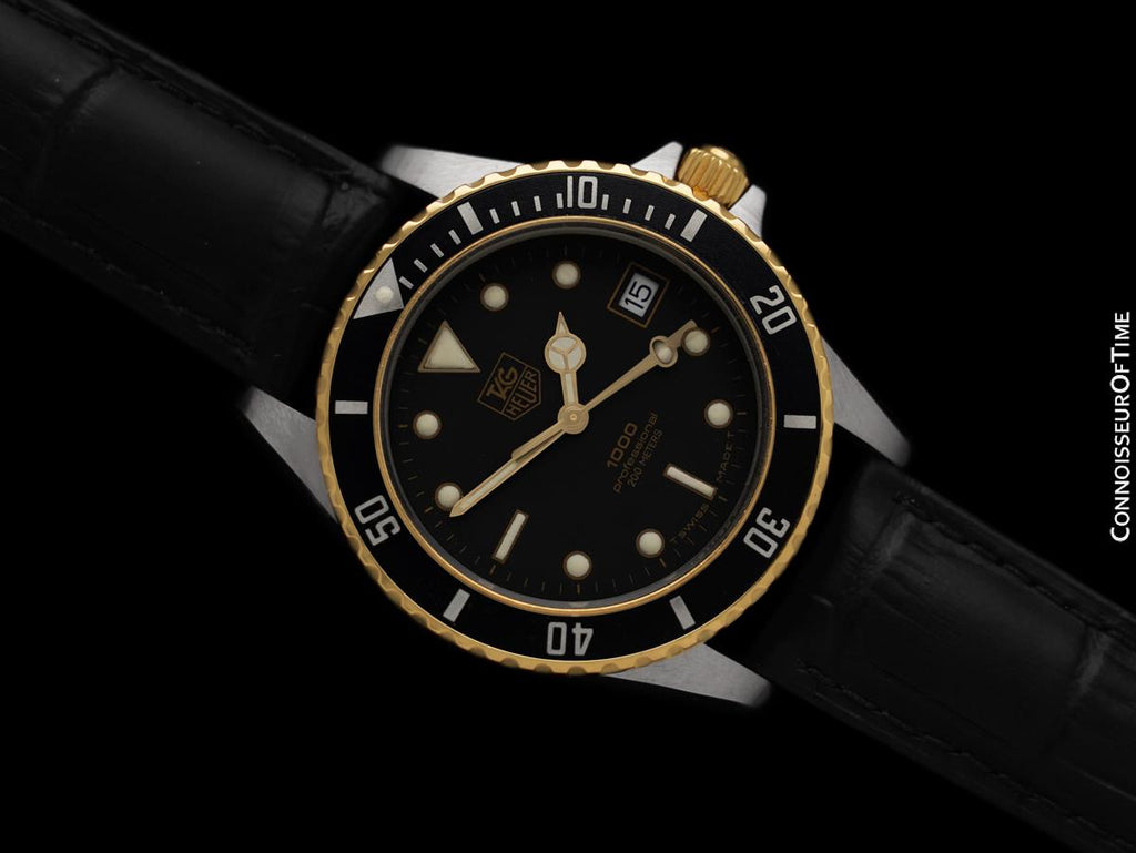 TAG Heuer Professional 1000 Mens Submariner Divers Watch Stainless Steel 18K Gold Plated