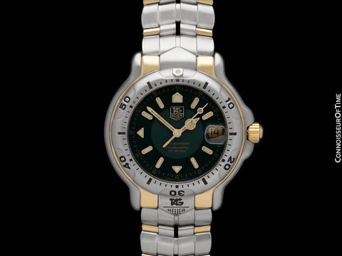 TAG Heuer Professional 6000 Mens Chronometer Divers Steel & 18K Gold Green Dial Watch - WH5153