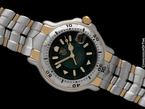 TAG Heuer Professional 6000 Mens Chronometer Divers Steel & 18K Gold Green Dial Watch - WH5153