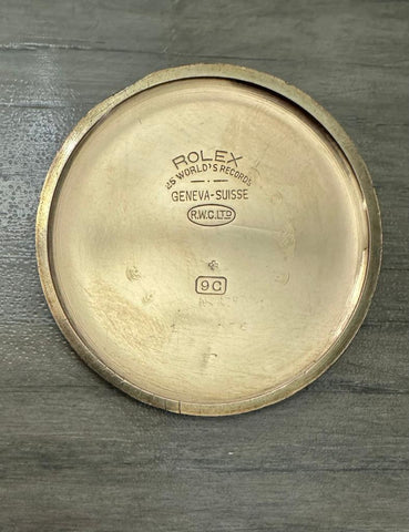 1930's Rolex Vintage Antique Mens Ultra Thin 9K Gold Pocket Watch - Rare Sector Dial