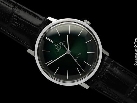 1968 Omega Vintage De Ville Mens Full Size Automatic Watch with Green Dial - Stainless Steel