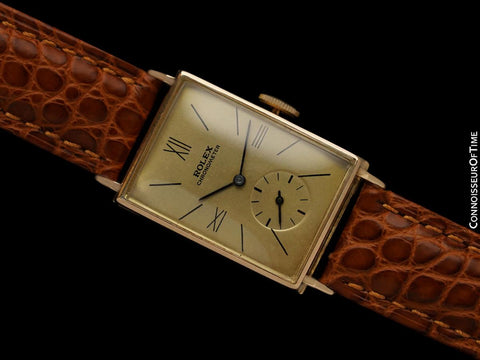 1938 Rolex Art Deco Mens "Prince Elegante" Rectangular Watch - 14K Gold