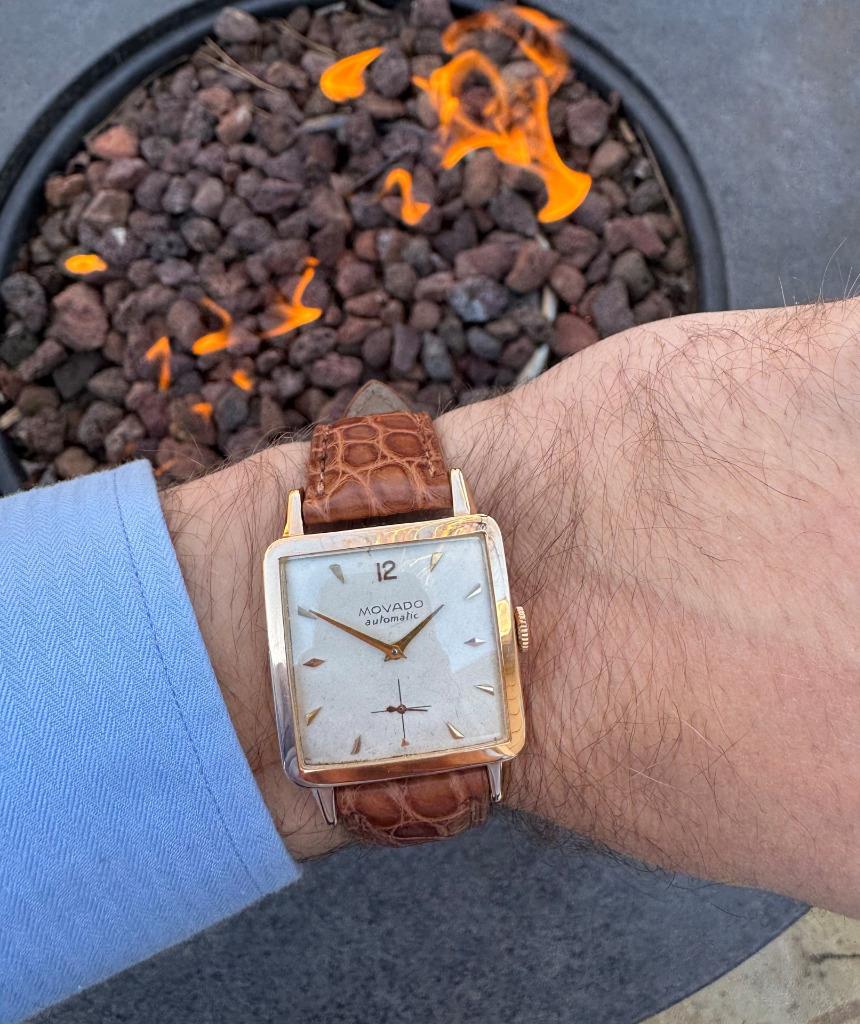 Rose Gold Buy Vintage Watches 1950's Movado Vintage Mens "In-House" Automatic Cushion Watch 18K Rose Rose Gold Buy Vintage Watches 1950's Movado Vintage Mens "In-House" Automatic Cushion Watch 18K Rose