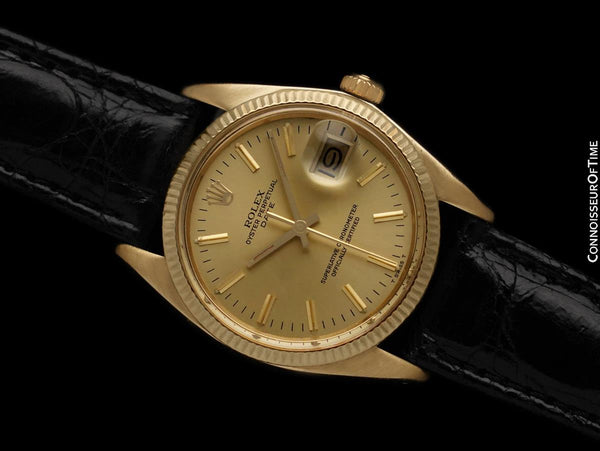 1979 Rolex Oyster perpetual Date (Datejust) Mens Watch, Champagne Dial - 14K Gold