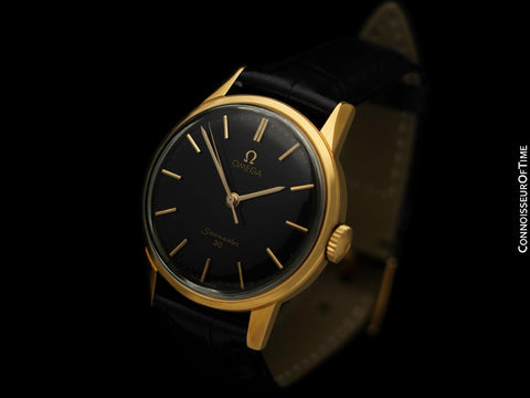 1962 Omega Seamaster 30 Vintage Mens Handwound Watch, Larger 35mm Model - 18K Gold Plated & Stainless Steel