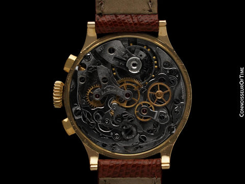 1940's Heuer Aerotel Vintage Mens Chronograph Watch - 14K Gold