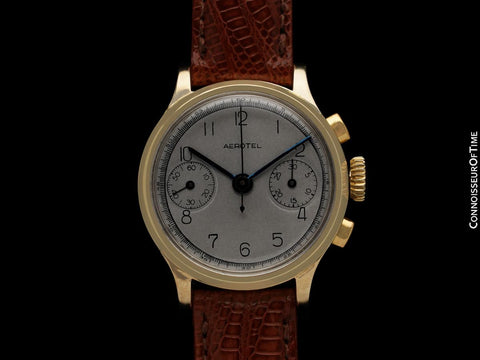 1940's Heuer Aerotel Vintage Mens Chronograph Watch - 14K Gold