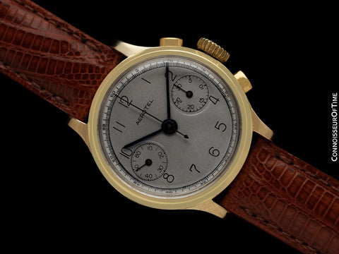 1940's Heuer Aerotel Vintage Mens Chronograph Watch - 14K Gold