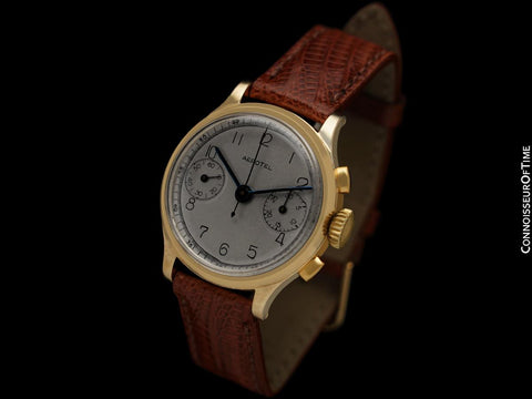 1940's Heuer Aerotel Vintage Mens Chronograph Watch - 14K Gold