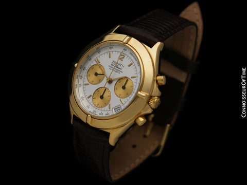 1980's Zenith EL Primero Mens Vintage Italian Automatic Chronograph 18K Gold Watch - Exceedingly Rare