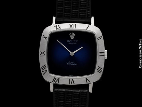 1970 Rolex Cellini Vintage Mens Midsize Handwound TV Watch, Ref. 3830 - 18K White Gold