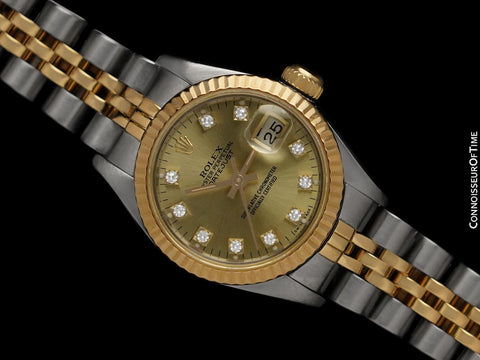 Rolex Ladies 2-Tone Datejust 67193 Watch - 18K Gold, Stainless Steel & Diamonds