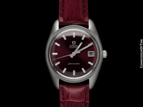 1969 Omega Seamaster Mens Vintage Watch with Automatic Cal. 565 Movement and Wine Dial - Stainless Steel