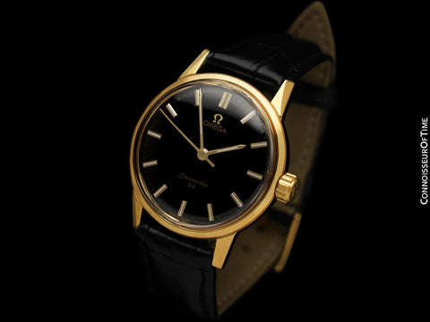 1962 Omega Seamaster 30 Vintage Mens Handwound Watch, Larger 35mm Model - 18K Gold Plated & Stainless Steel