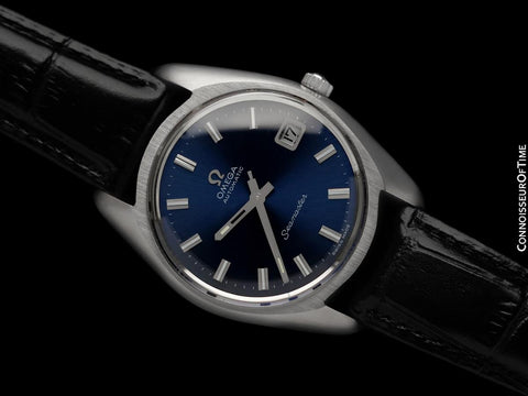 1971 Omega Seamaster Mens Vintage Watch with Automatic Cal. 565 Movement and Royal Blue Dial - Stainless Steel