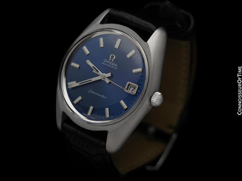 1971 Omega Seamaster Mens Vintage Watch with Automatic Cal. 565 Movement and Royal Blue Dial - Stainless Steel