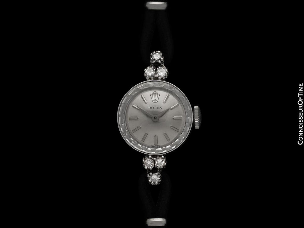 original white and gold dress 1960's Rolex Ladies 14K White Gold & Diamonds Dress Watch - Original B