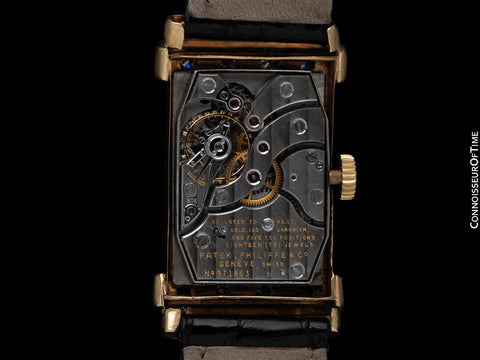 1940's Patek Philippe Vintage Mens Watch with Contract or Period Large "Top Hat" Case - 18K Gold & Diamonds