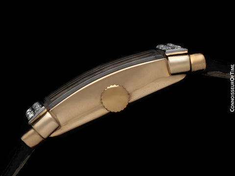 1940's Patek Philippe Vintage Mens Watch with Contract or Period Large "Top Hat" Case - 18K Gold & Diamonds