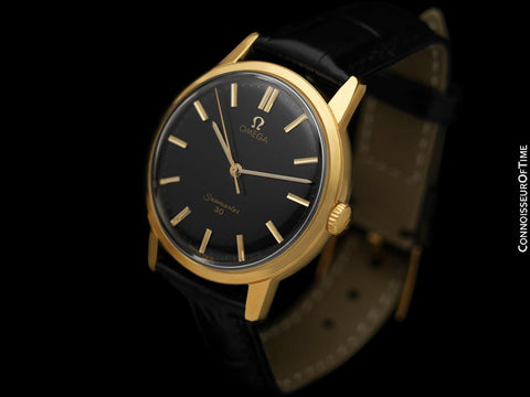 1963 Omega Seamaster 30 Vintage Mens Handwound Watch, Larger 35mm Model - 18K Gold Plated & Stainless Steel