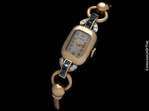 1940's Tiffany & Co. Ladies Vintage Watch - 14K Gold with Diamonds & Sapphires