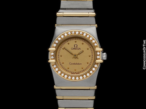 Omega Ladies Constellation Manhattan Bracelet Watch - 18K Gold, Stainless Steel & Factory Set Diamonds