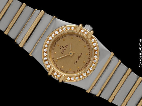 Omega Ladies Constellation Manhattan Bracelet Watch - 18K Gold, Stainless Steel & Factory Set Diamonds