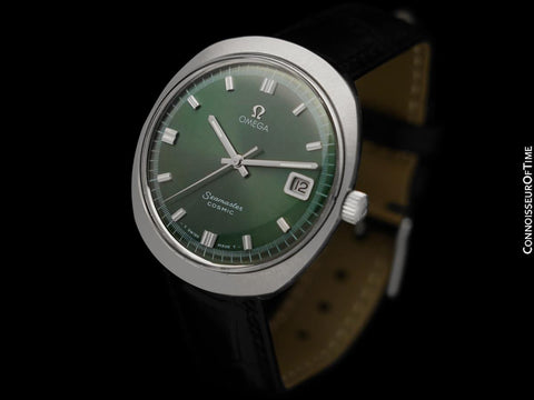 1969 Omega Seamaster Vintage Mens Handwound Watch with Camo Green Dial - Stainless Steel