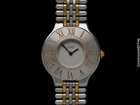 Cartier Must De 21C Mens Midsize Unisex Watch - Stainless Steel & 18K Gold