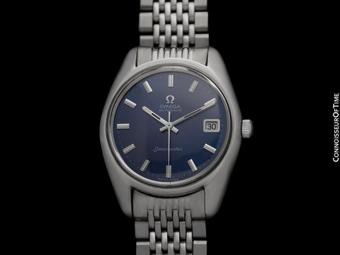 1969 Omega Seamaster Mens Vintage Watch with Automatic Cal. 565 Movement and Royal Blue Dial - Stainless Steel