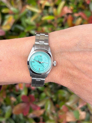 1965 Rolex Oyster Precision Ladies Vintage Watch with Tiffany Blue Dial - Stainless Steel