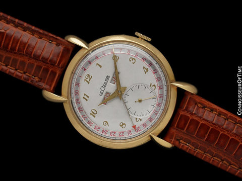 1946 Jaeger-LeCoultre Vintage Mens Triple Date Calendar Watch - 18K Gold