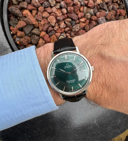 1966 Omega DeVille Vintage Mens Full Size Watch with Castleton Green Dial - Stainless Steel