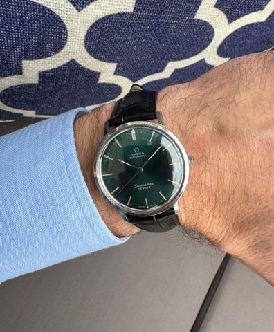 1966 Omega DeVille Vintage Mens Full Size Watch with Castleton Green Dial - Stainless Steel