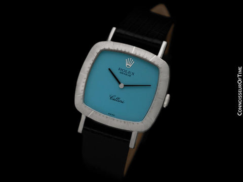 1973 Rolex Cellini Vintage Mens Midsize Handwound TV Watch, Ref. 4084 - 18K White Gold