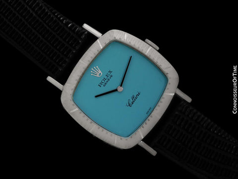 1973 Rolex Cellini Vintage Mens Midsize Handwound TV Watch, Ref. 4084 - 18K White Gold