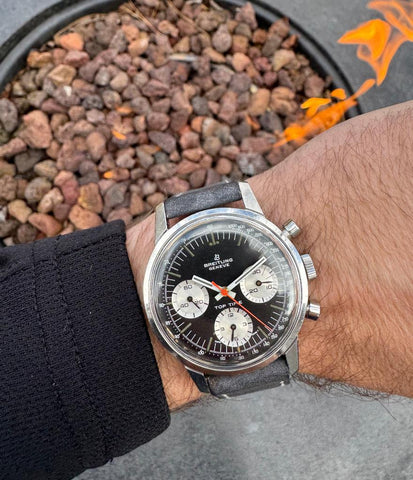 1969 Breitling Top Time Vintage "Jim Clark" Panda Dial Chronograph Watch - Stainless Steel