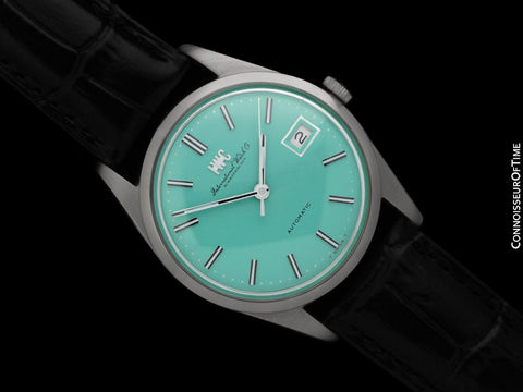 1970 IWC Vintage Mens Full Size "Datejust" Watch with Tiffany Blue Dial - Stainless Steel