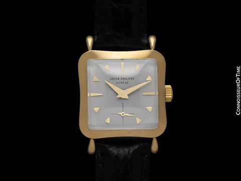 1957 Patek Philippe Vintage Mens Midsize Cushion Hourglass Watch, Ref. 2413 - 18K Gold