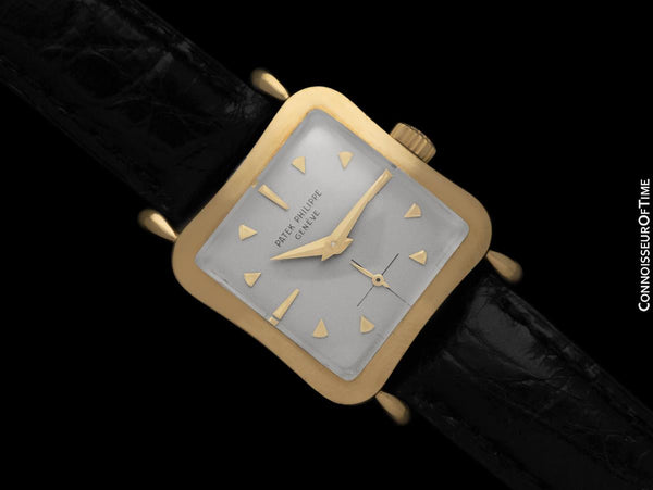 1957 Patek Philippe Vintage Mens Midsize Cushion Hourglass Watch, Ref. 2413 - 18K Gold