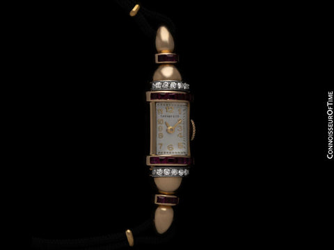 1940's Tiffany & Co. Ladies Vintage Watch - 14K Gold with Diamonds & Rubies