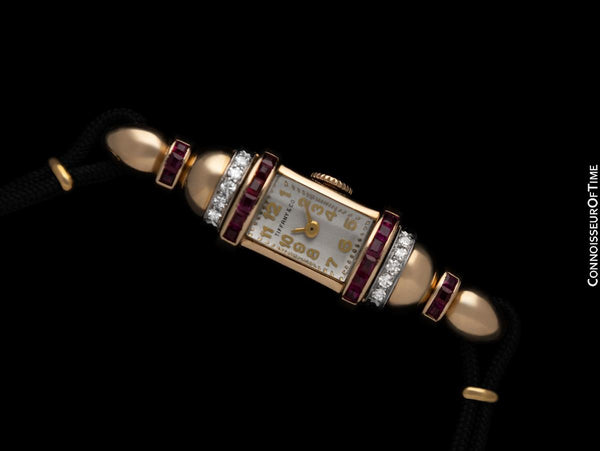 1940's Tiffany & Co. Ladies Vintage Watch - 14K Gold with Diamonds & Rubies